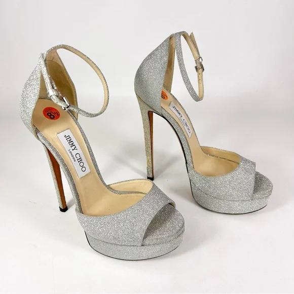 Jimmy Choo Max 150 Glitter Sandal Heel - Picture 1 of 7